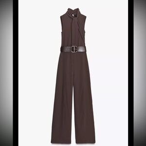 Elegant Brown Wide-Leg Jumpsuit